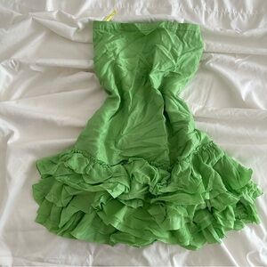 Banana Republic Lime Green Silk ruffles skirt